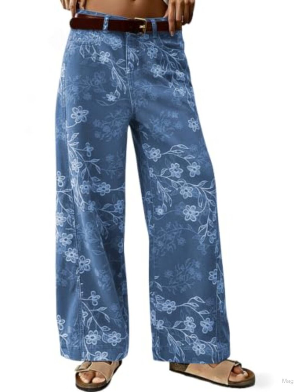 High Rise Wide Leg Ankle Jeans Boyfriend Denim Cotton Blend Casual Pants